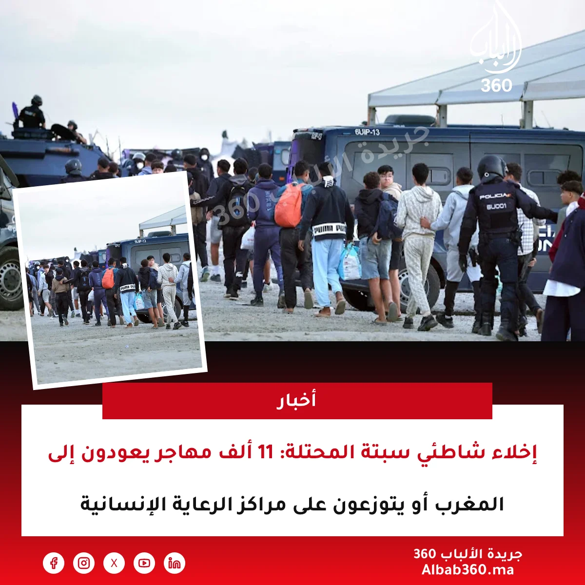 إخلاء شاطئي سبتة المحتلة: 11 ألف مهاجر يعودون إلى المغرب أو يتوزعون على مراكز الرعاية الإنسانية