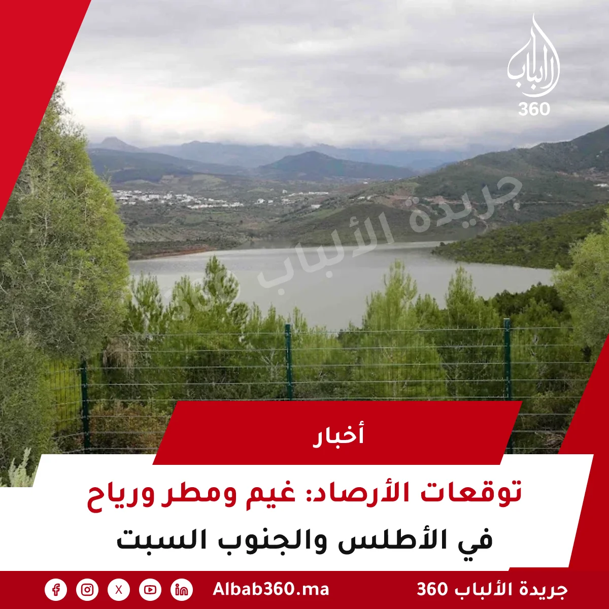 توقعات الأرصاد: غيم ومطر ورياح في الأطلس والجنوب السبت