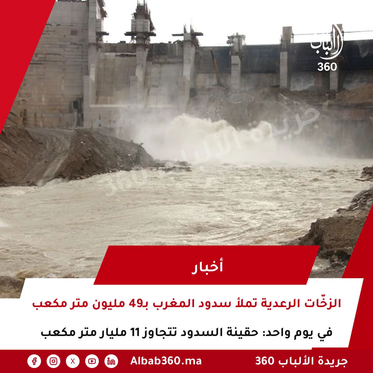 الزخّات الرعدية تملأ سدود المغرب بـ49 مليون متر مكعب في يوم واحد: حقينة السدود تتجاوز 11 مليار متر مكعب