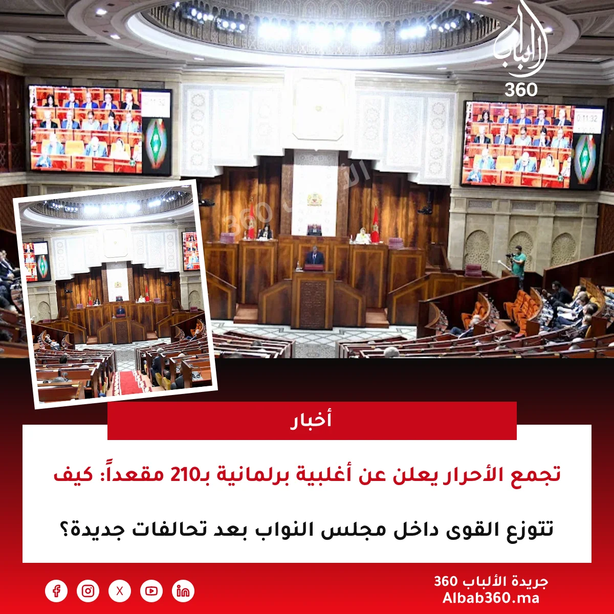 تجمع الأحرار يعلن عن أغلبية برلمانية بـ210 مقعداً: كيف تتوزع القوى داخل مجلس النواب بعد تحالفات جديدة؟